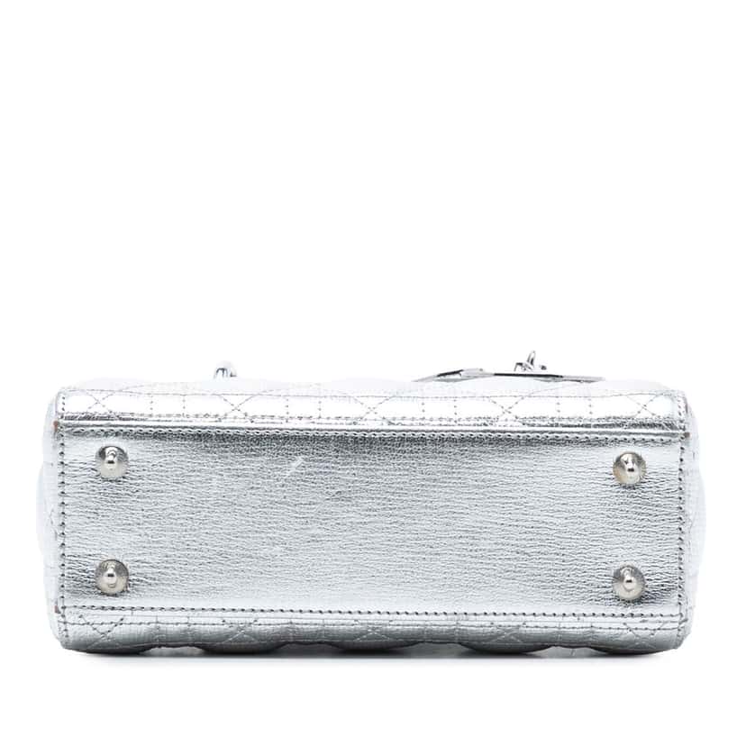 Dior Small Metallic Grained Calfskin Cannage My ABCDior Lady Dior Silver Leather Very good condition - Inside View