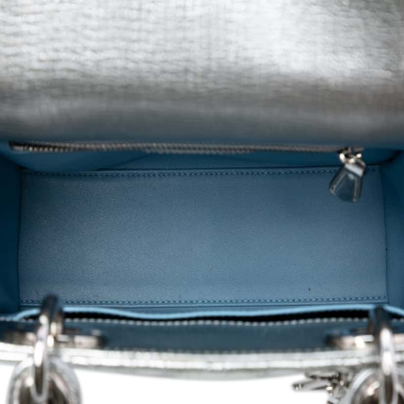 Dior Small Metallic Grained Calfskin Cannage My ABCDior Lady Dior Silver Leather Very good condition - Model View