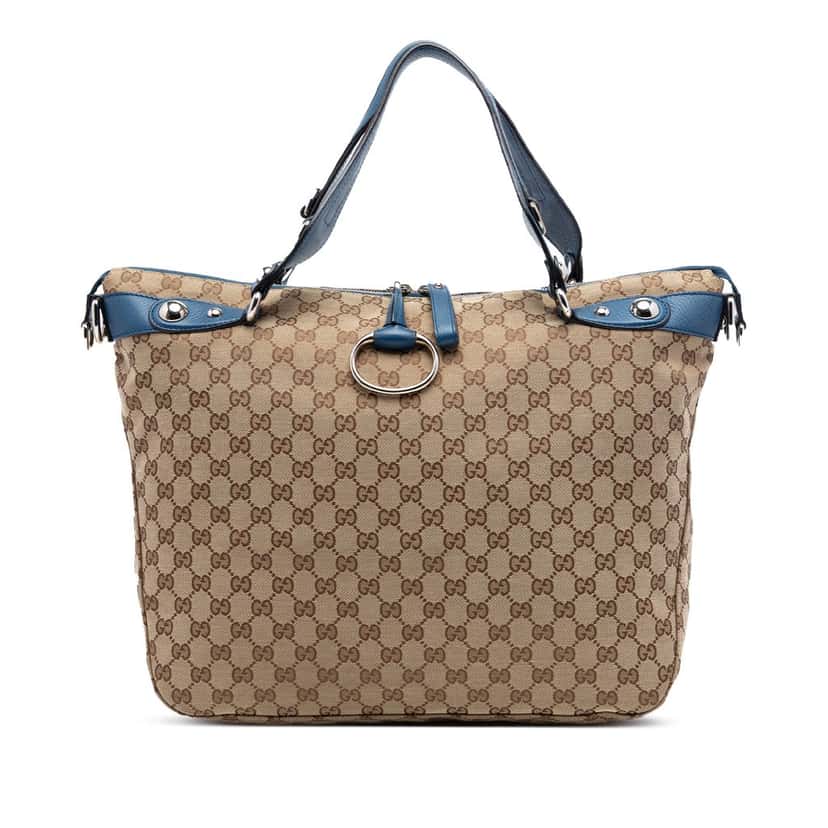 Gucci Large GG Canvas Icon Bit Satchel Beige Very good condition - Front View