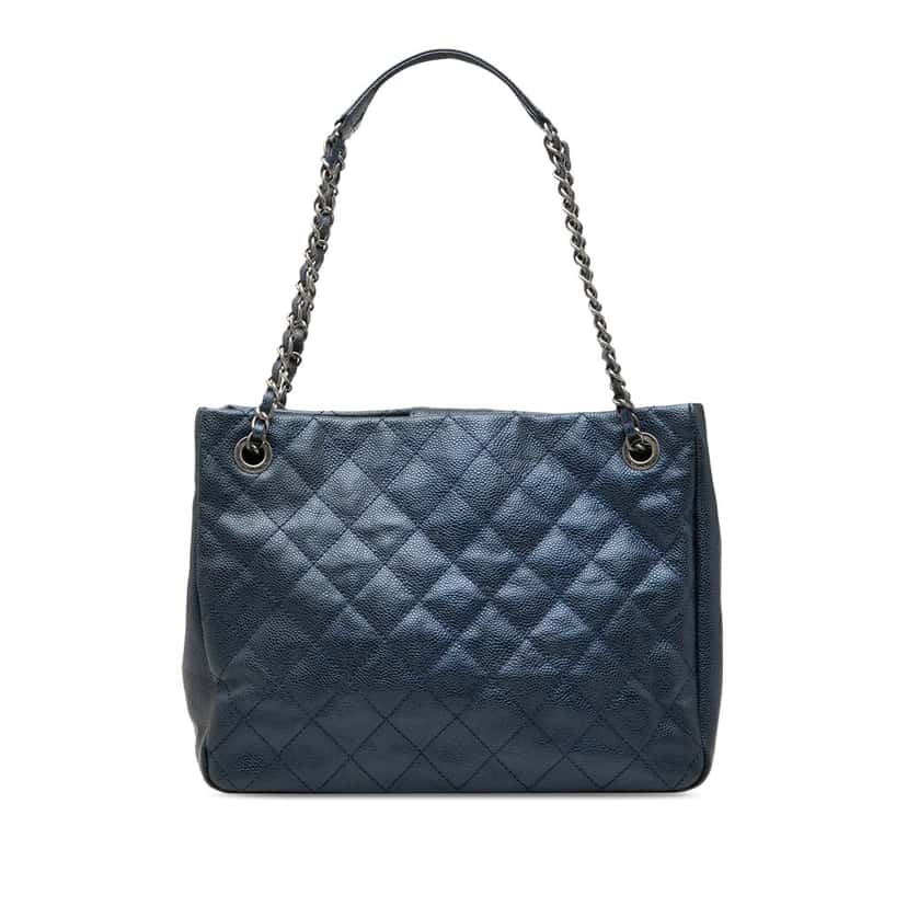 Chanel Medium Caviar Iridescent Chic Shopping Tote Blue Leather Very good condition - Front View