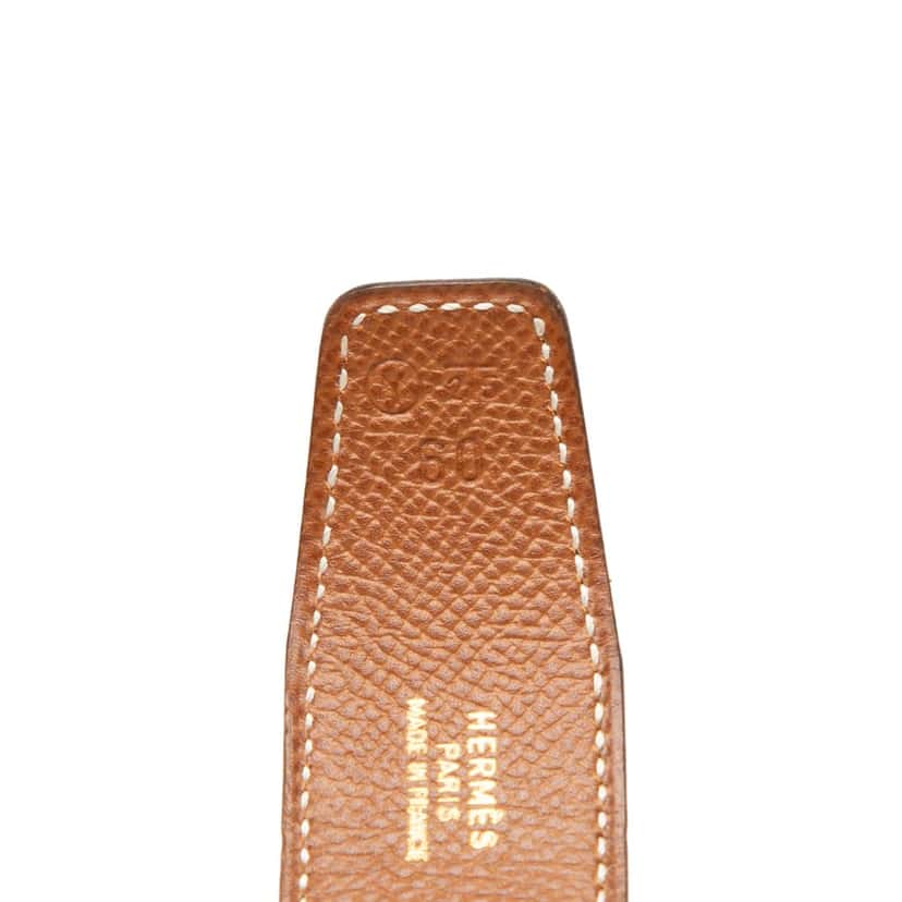 Hermès Box Calf and Courchevel Constance H Reversible Belt Black Leather Very good condition - Box View