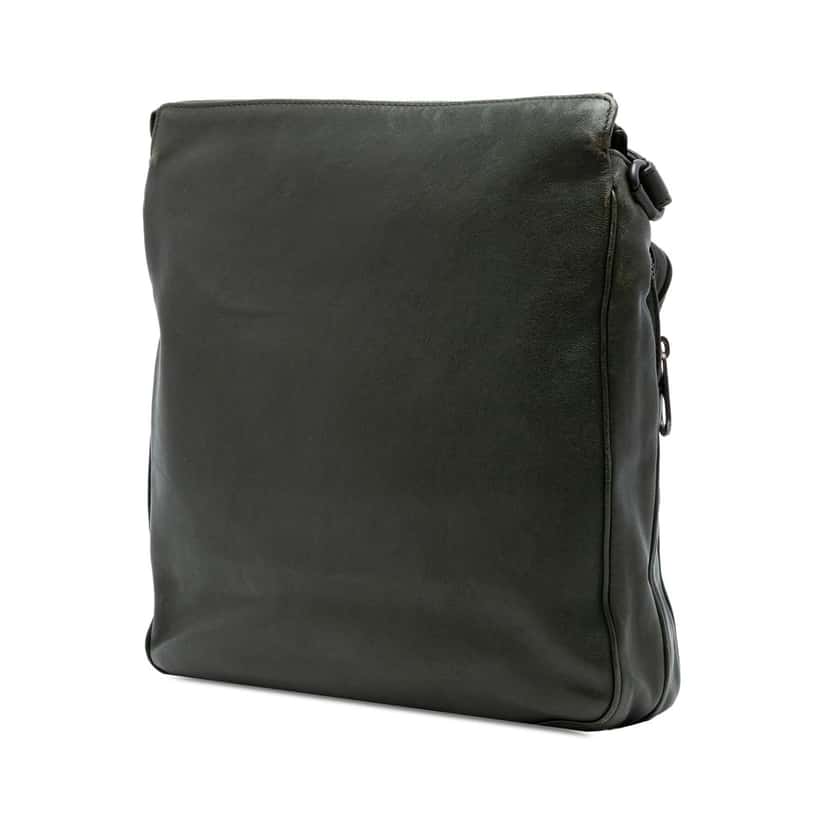 Bottega Veneta Intrecciato Trimmed Nappa Crossbody Green Leather Very good condition - Back View
