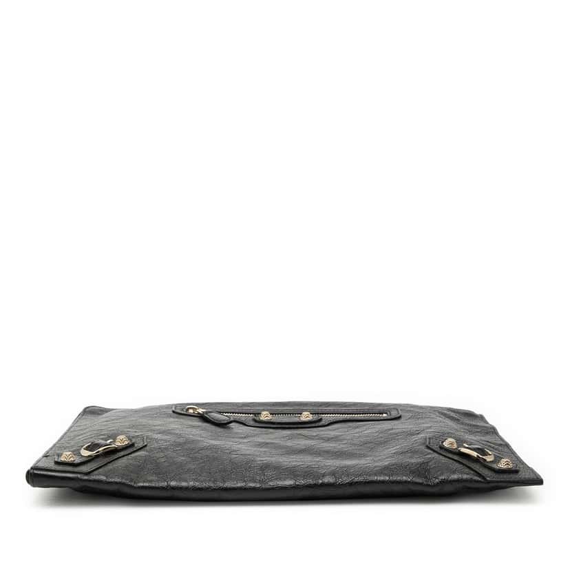 Balenciaga Lambskin Motocross Giant 12 Zip Around Flat Clutch Black Leather Very good condition - Inside View