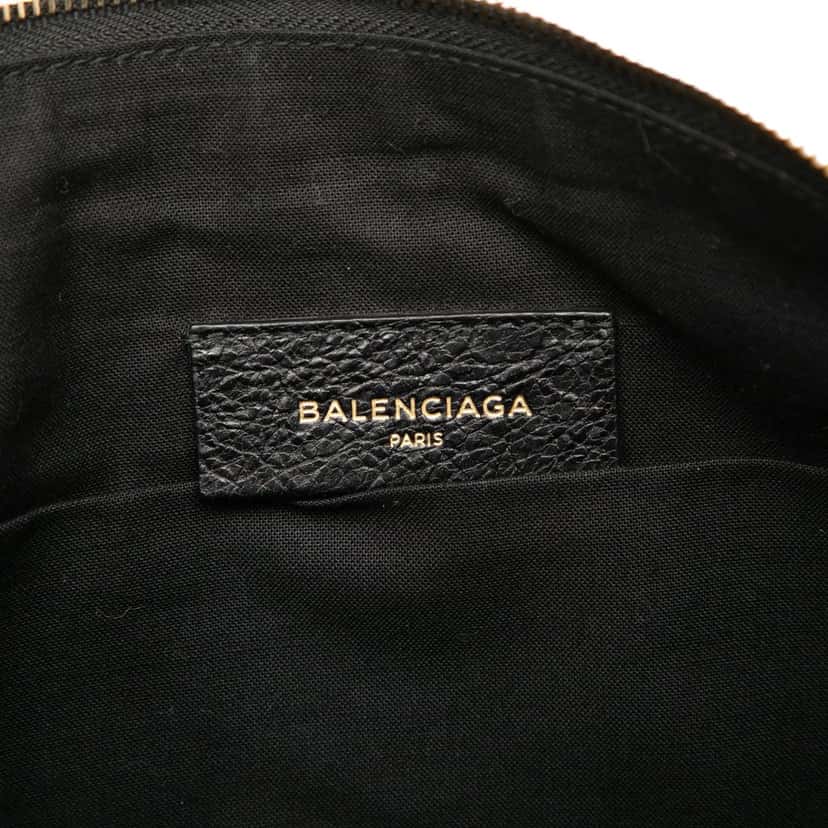 Balenciaga Lambskin Motocross Giant 12 Zip Around Flat Clutch Black Leather Very good condition - Box View
