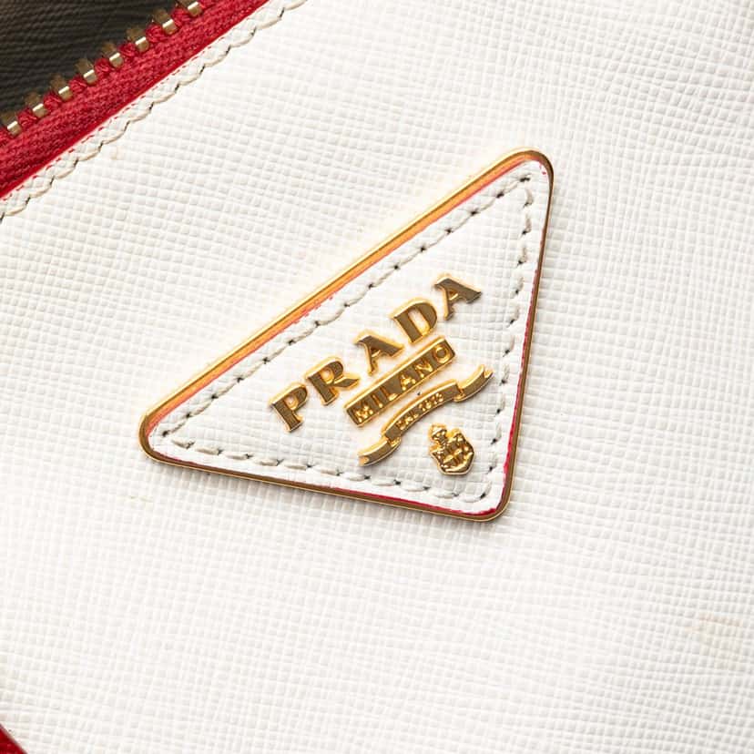 Prada Medium Bicolor Saffiano Lux Promenade Satchel Red Leather Very good condition - Box View