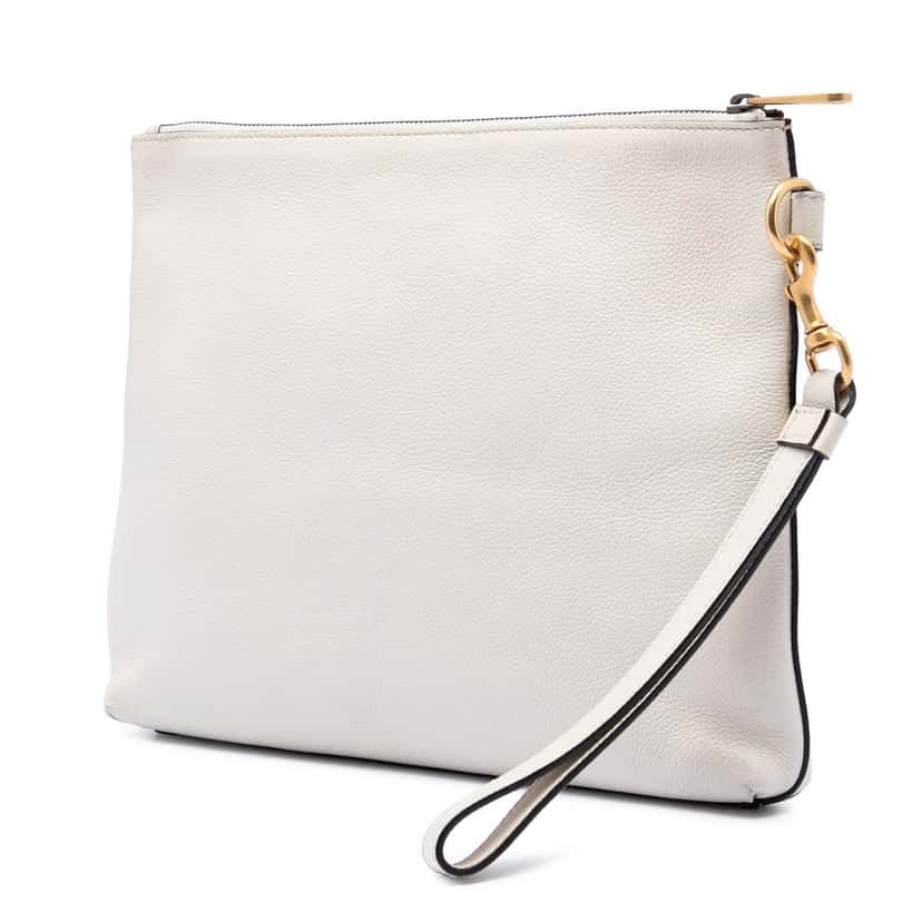 Gucci Leather Logo Clutch White Leather Very good condition - Back View