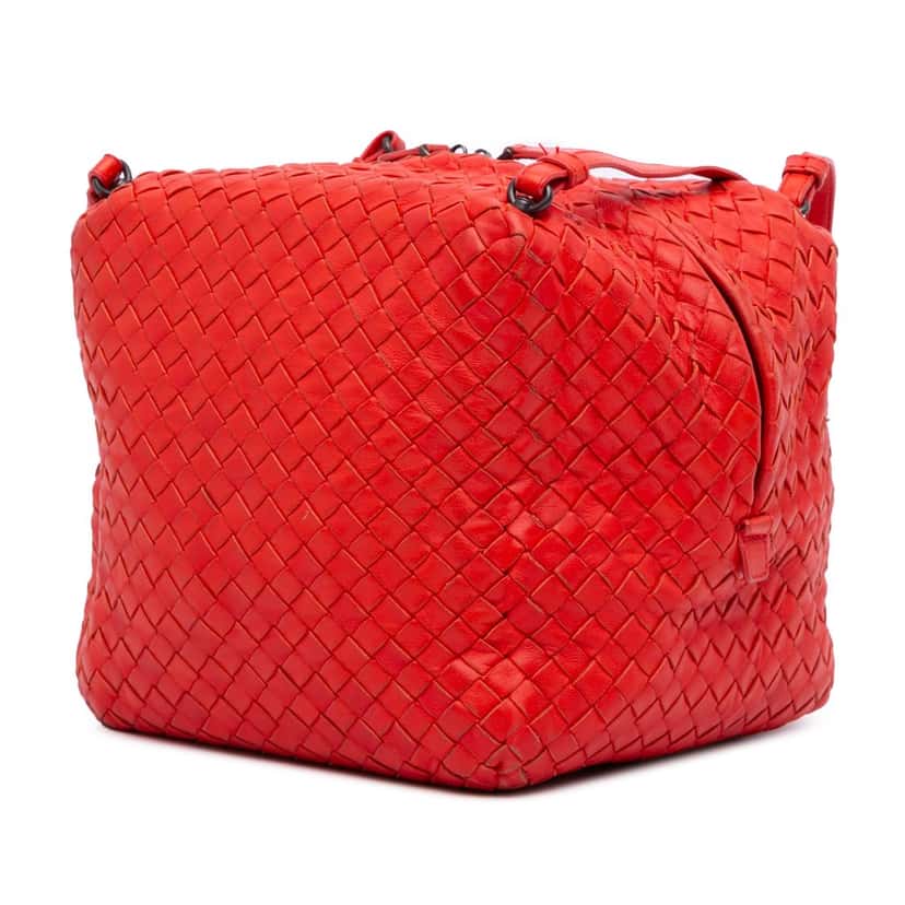 Bottega Veneta Nappa Intrecciato Cube Shoulder Bag Red Leather Very good condition - Back View