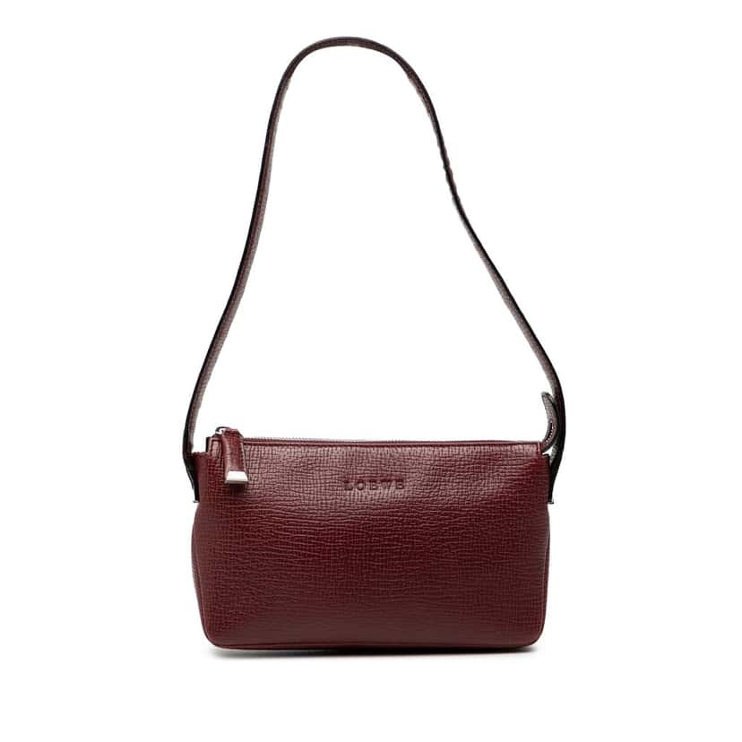 LOEWE Textured Leather Shoulder Bag Red Leather Very good condition - Front View