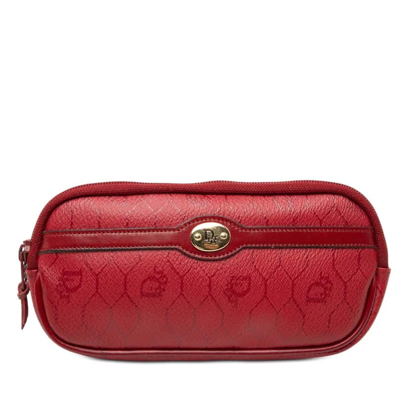 Dior Honeycomb Coated Canvas Pouch Red Very good condition - Front View