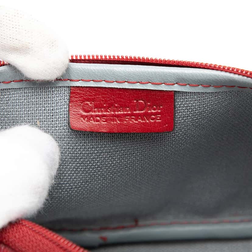 Dior Honeycomb Coated Canvas Pouch Red Very good condition - Box View