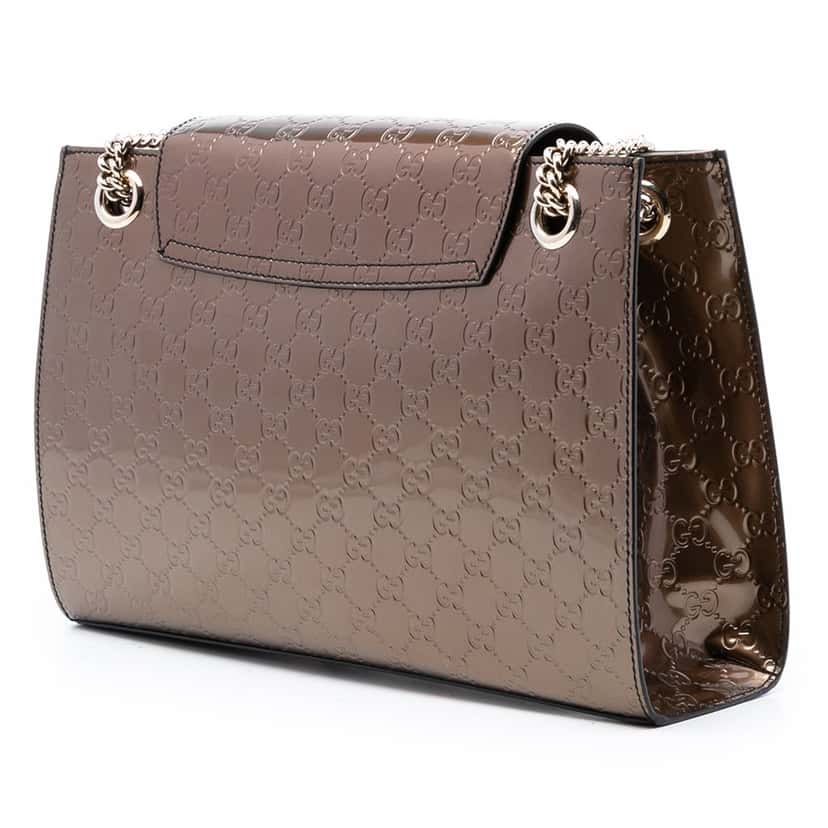 Gucci Large Guccissima Emily Shoulder Bag Brown Leather Very good condition - Back View