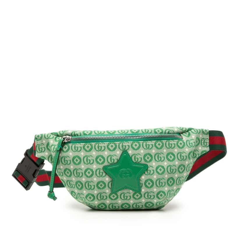 Gucci Kids GG Canvas Stars Web Belt Bag Green Very good condition - Front View