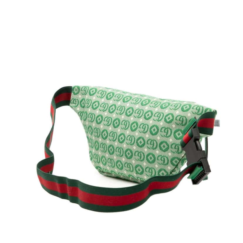 Gucci Kids GG Canvas Stars Web Belt Bag Green Very good condition - Back View