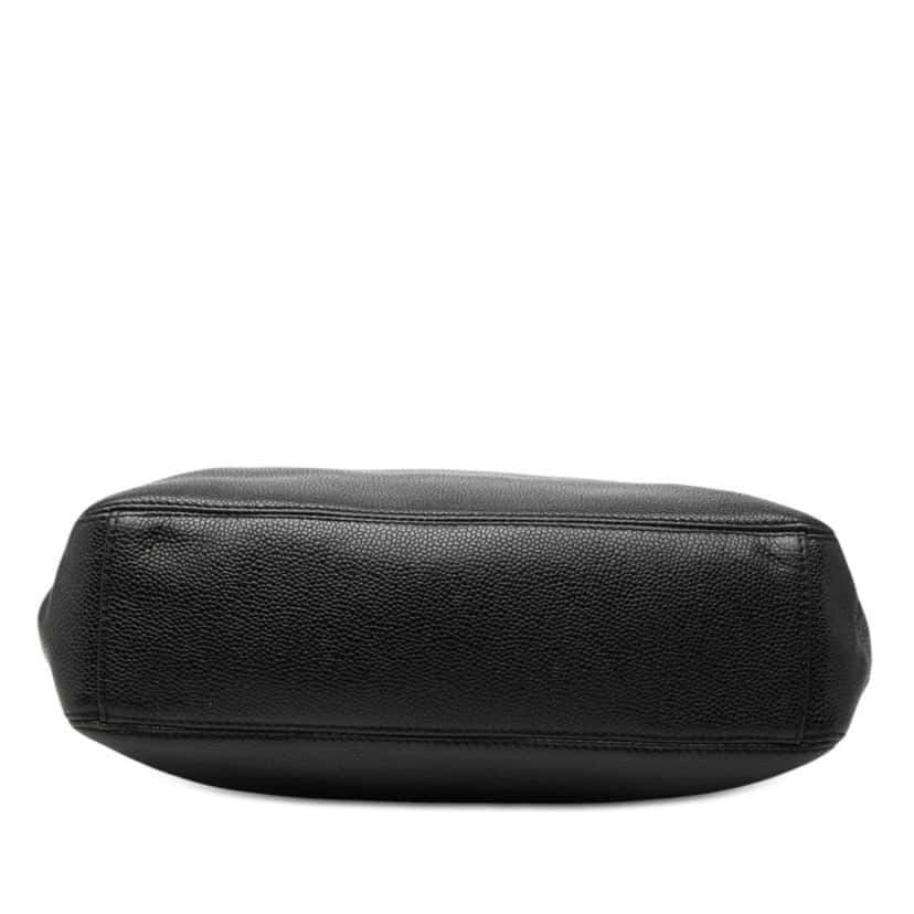 Chanel CC Caviar Wood Top Handle Bag Black Leather Very good condition - Inside View