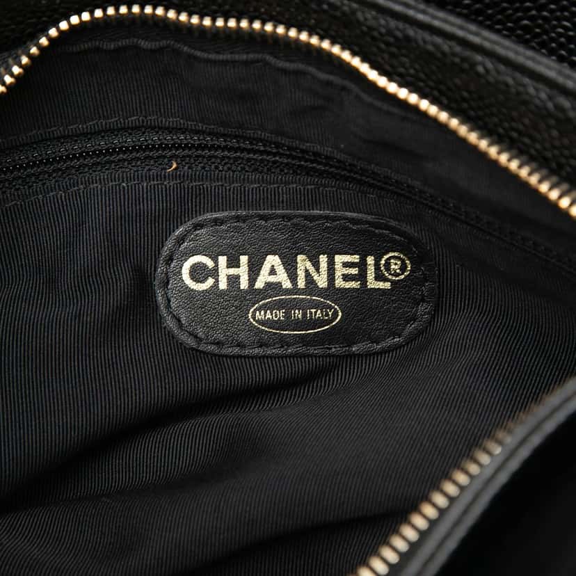 Chanel CC Caviar Wood Top Handle Bag Black Leather Very good condition - Box View