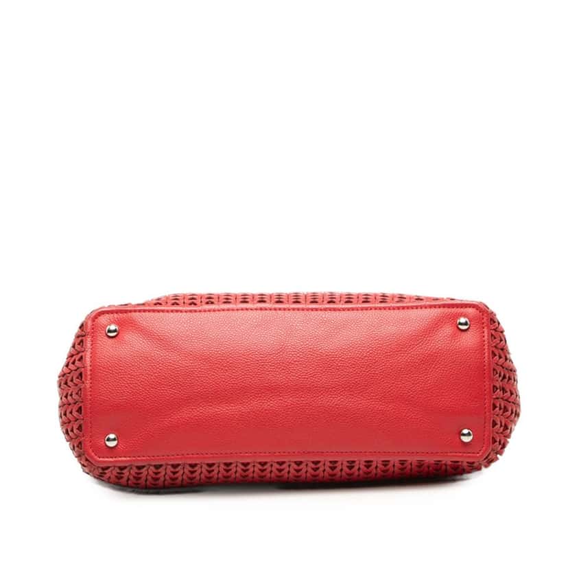 Chanel Woven Caviar CC Charm Tote Red Leather Very good condition - Inside View