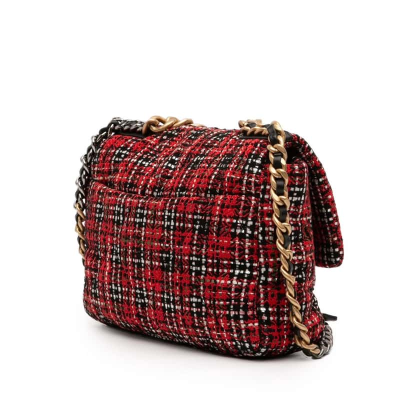 Chanel Large Tweed 19 Flap Red Very good condition - Back View