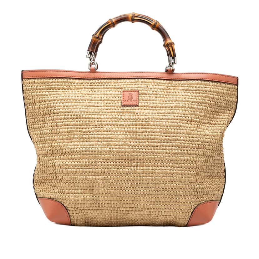 Gucci Raffia Bamboo Childrens Tote Beige Very good condition - Front View