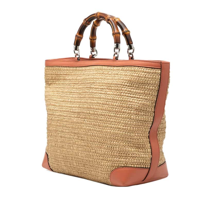 Gucci Raffia Bamboo Childrens Tote Beige Very good condition - Back View