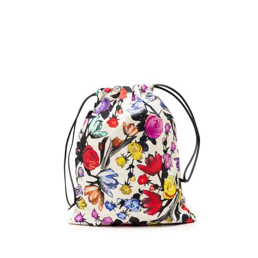 Prada Tessuto Floral Drawstring Pouch White Very good condition - Front View