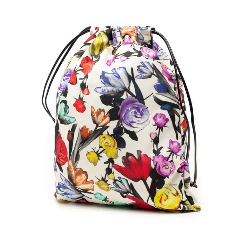 Prada Tessuto Floral Drawstring Pouch White Very good condition - Back View