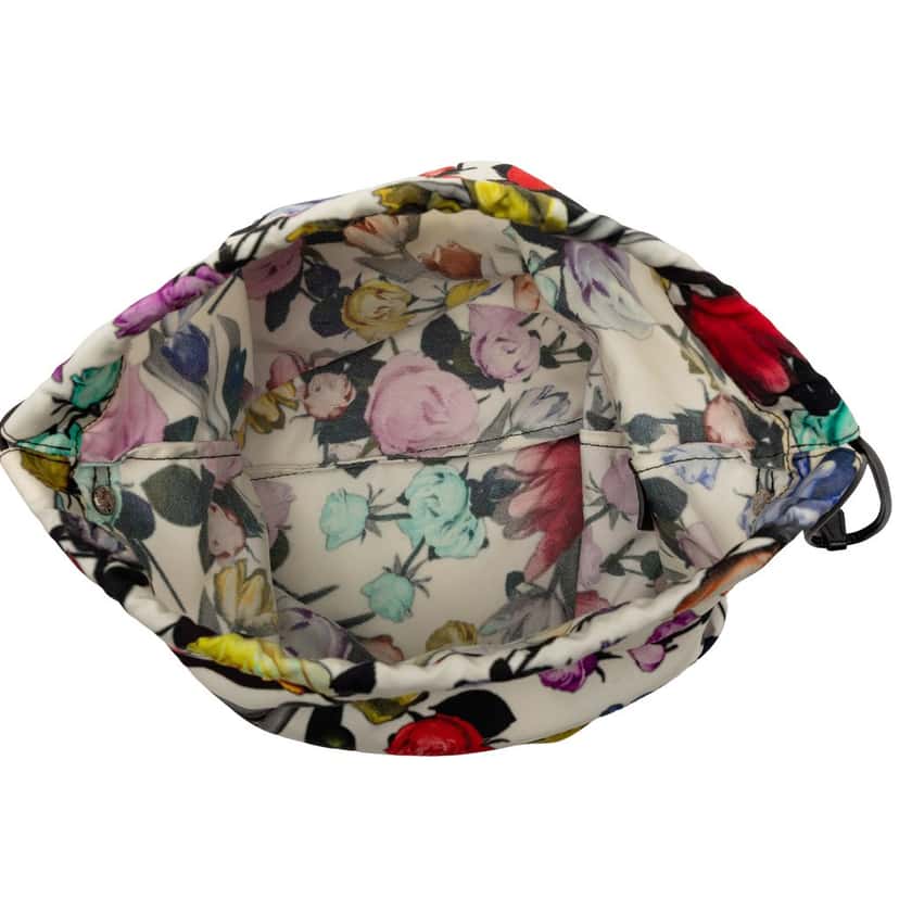 Prada Tessuto Floral Drawstring Pouch White Very good condition - Model View
