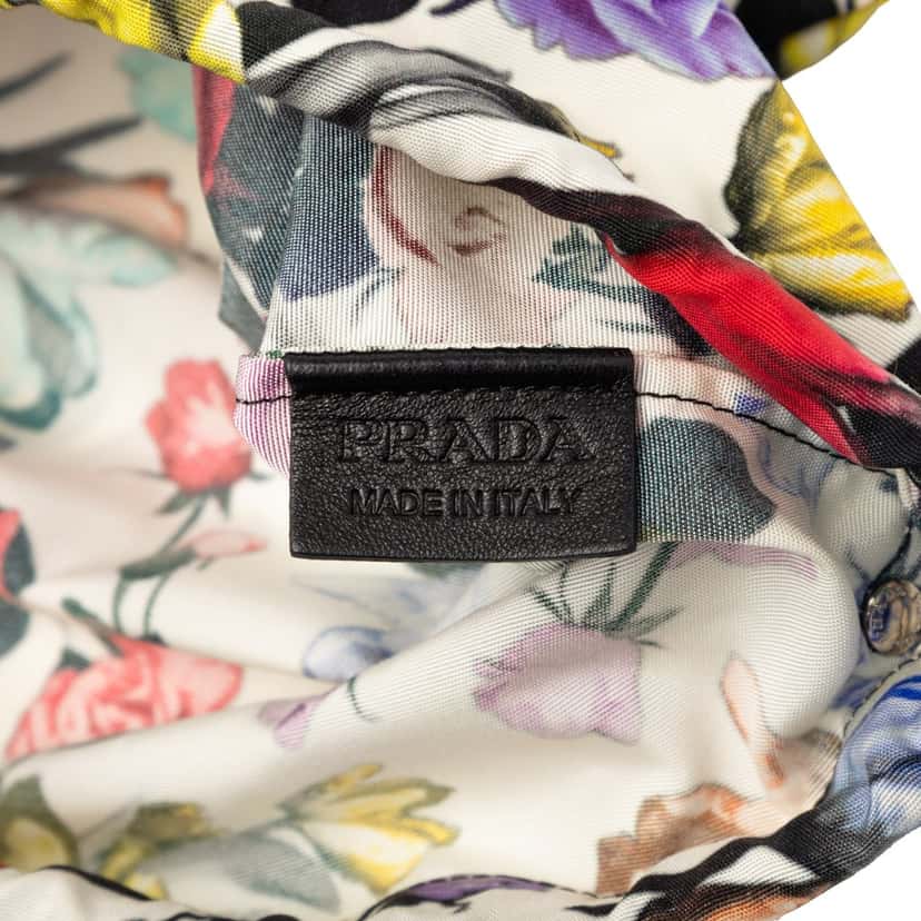 Prada Tessuto Floral Drawstring Pouch White Very good condition - Box View