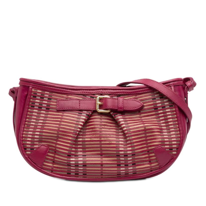 Burberry Haymarket Check Stripes Coated Canvas Crossbody Beige Very good condition - Front View