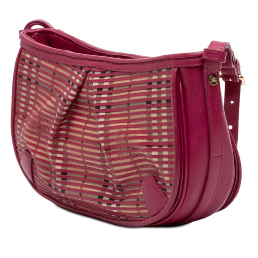 Burberry Haymarket Check Stripes Coated Canvas Crossbody Beige Very good condition - Back View