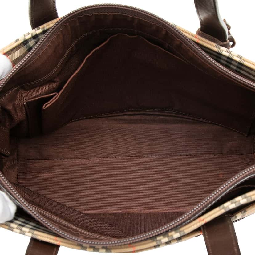 Burberry Haymarket Check Canvas Tote Beige Very good condition - Model View