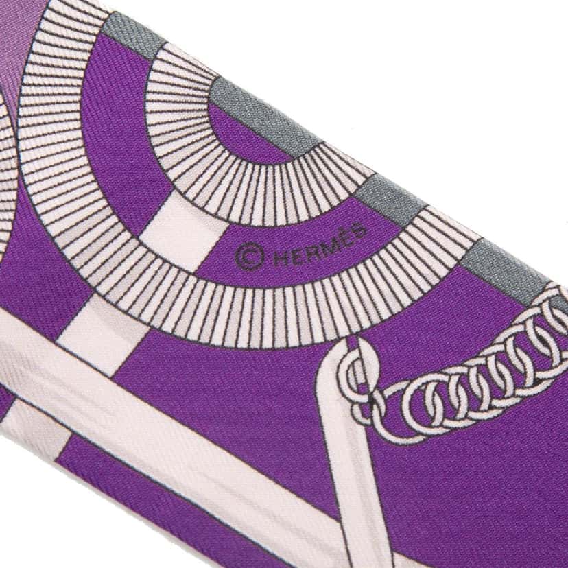 Hermès Eperon D Or Silk Twilly Scarf Purple Very good condition - Box View