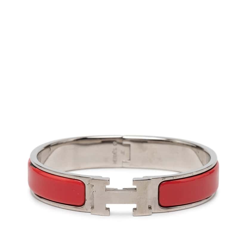 Hermès Narrow Enamel Clic H Bracelet PM Red Very good condition - Front View