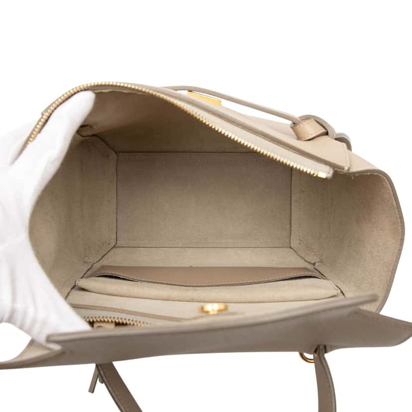 Celine Micro Grained Calfskin Belt Bag Beige Leather Very good condition - Model View