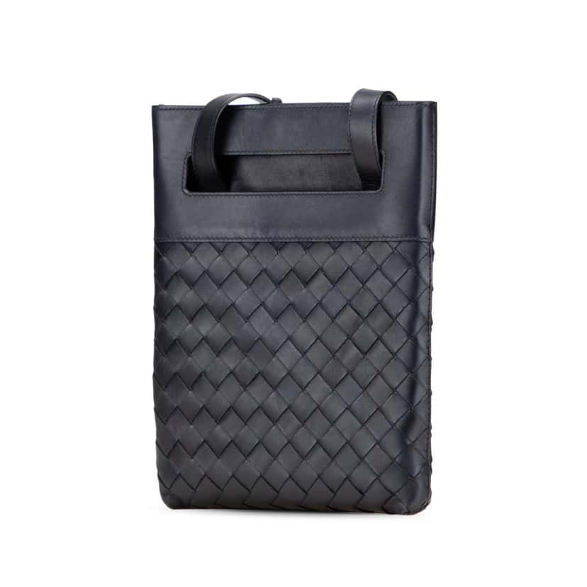 Bottega Veneta Nappa Intrecciato Messenger Bag Black Leather Very good condition - Back View