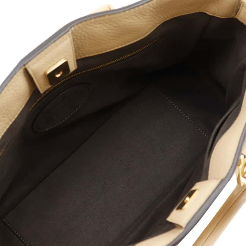 Fendi Small Leather Selleria FF Tote Beige Leather Very good condition - Box View