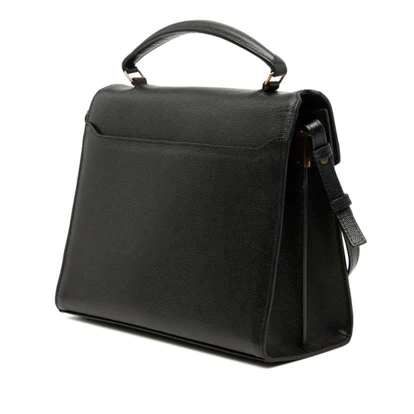 Saint Laurent Medium Grain de Poudre Classic Monogram Cassandra Top Handle Bag Black Leather Very good condition - Back View