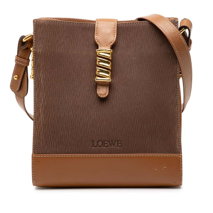 LOEWE Leather Velasquez Twist Shoulder Bag Brown Leather Good condition - Front View