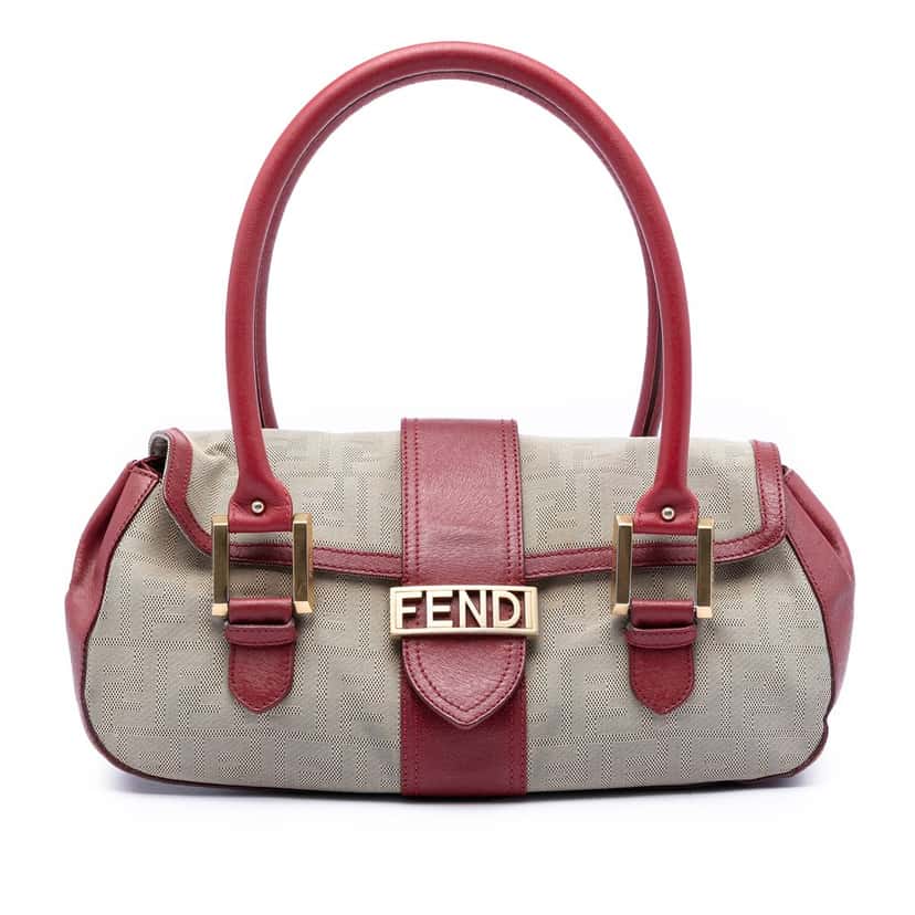 Fendi Zucca Shadow Canvas Flap Shoulder Bag Beige Very good condition - Front View