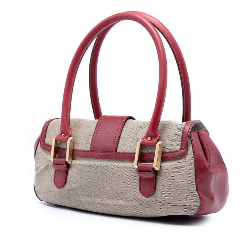 Fendi Zucca Shadow Canvas Flap Shoulder Bag Beige Very good condition - Back View