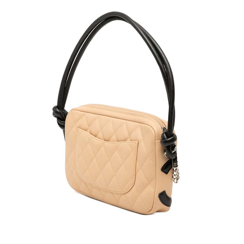 Chanel Quilted Lambskin Cambon Ligne Pochette Beige Leather Very good condition - Back View