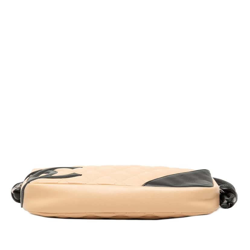 Chanel Quilted Lambskin Cambon Ligne Pochette Beige Leather Very good condition - Inside View