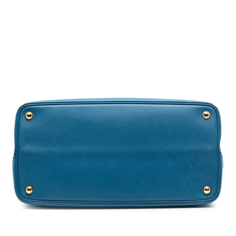 Prada Large Saffiano Cuir Double Satchel Blue Leather Very good condition - Inside View