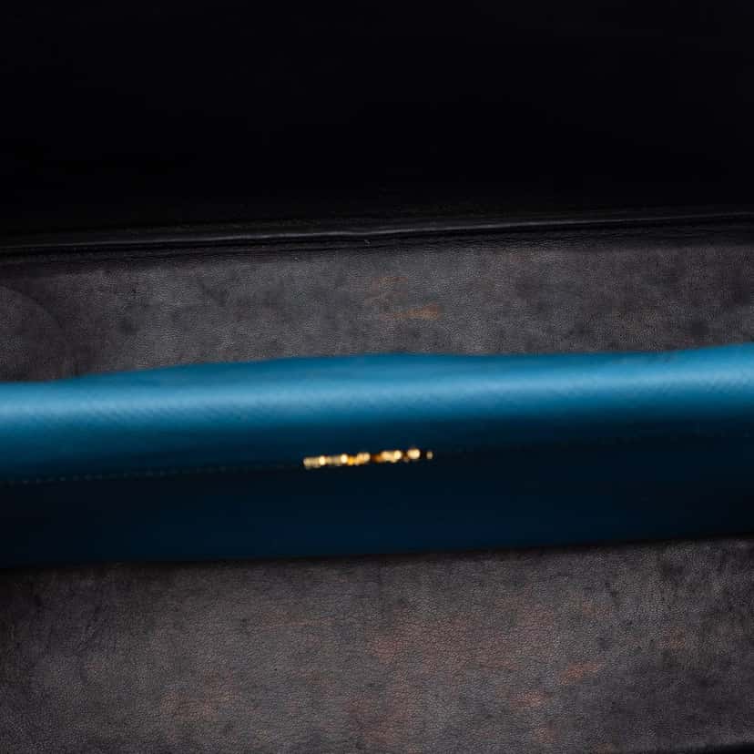 Prada Large Saffiano Cuir Double Satchel Blue Leather Very good condition - Model View