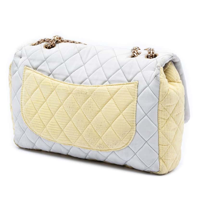 Chanel Tricolor Quilted Grosgrain Satin Reissue 2.55 Single Flap 227 Blue Very good condition - Back View