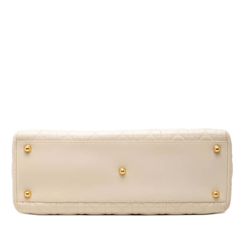 Dior Large Lambskin Cannage Lady Dior White Leather Very good condition - Inside View