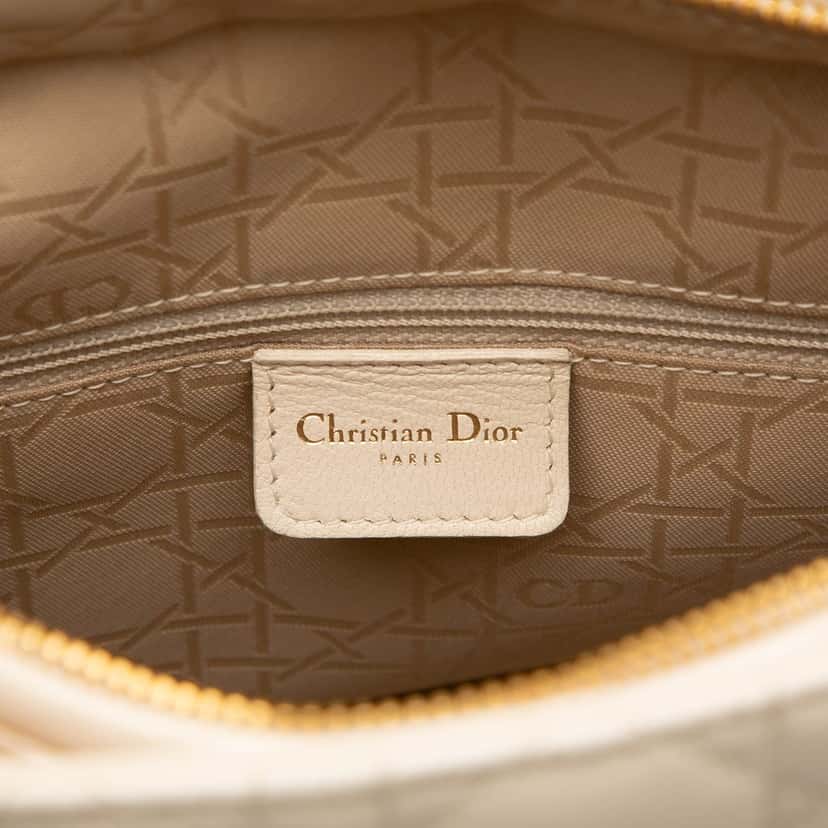 Dior Large Lambskin Cannage Lady Dior White Leather Very good condition - Box View