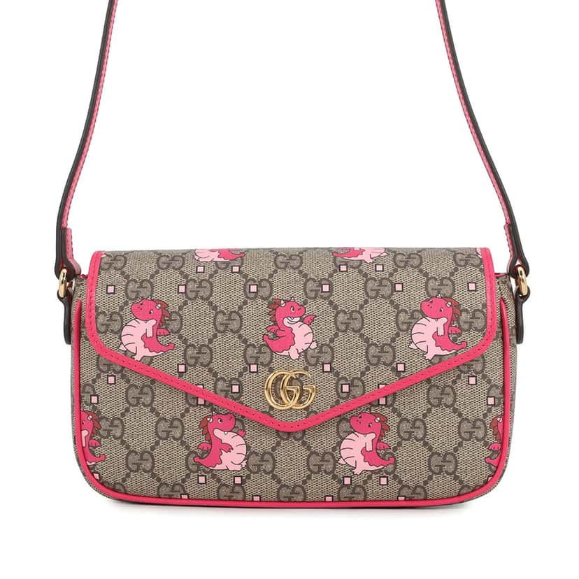 Gucci GG Supreme Ophidia Dragon Pochette Crossbody Beige Very good condition - Front View