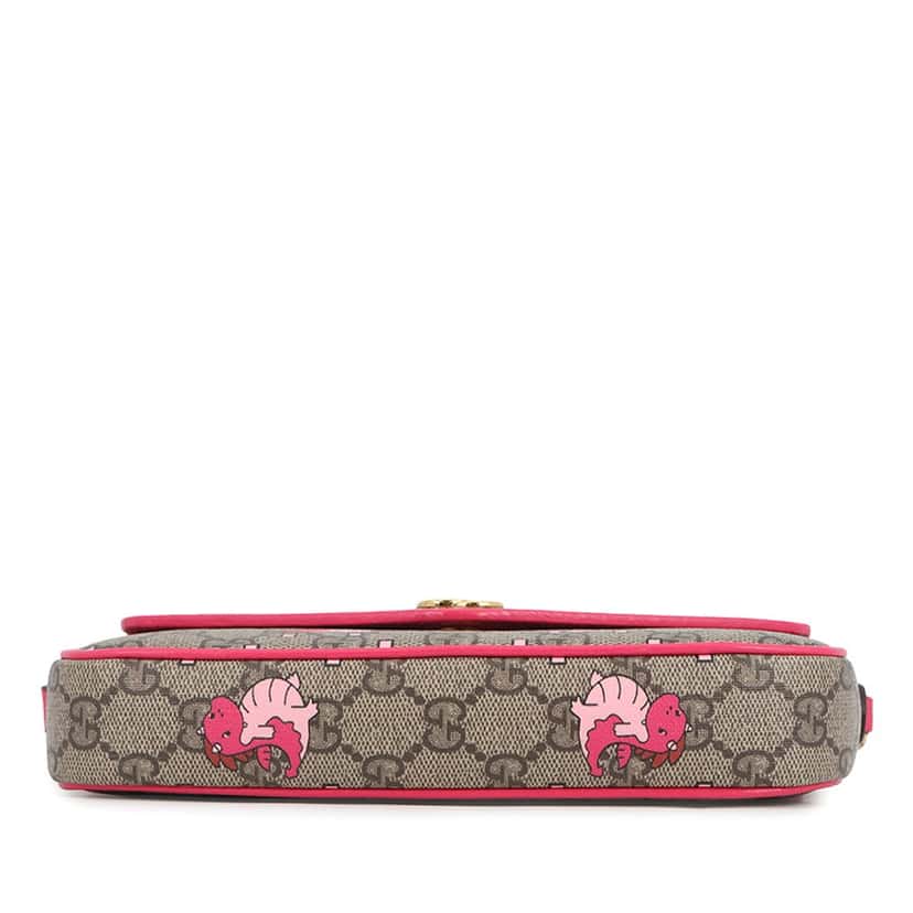 Gucci GG Supreme Ophidia Dragon Pochette Crossbody Beige Very good condition - Inside View