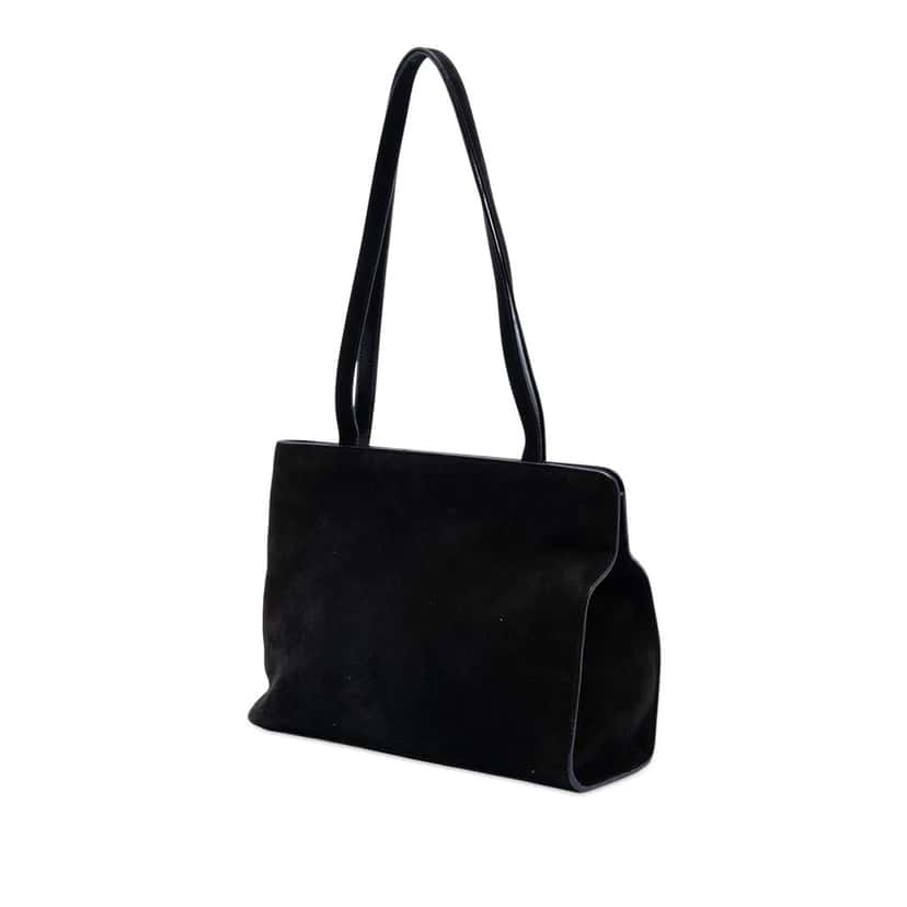 Gucci Suede G Square Shoulder Bag Black Leather Very good condition - Back View