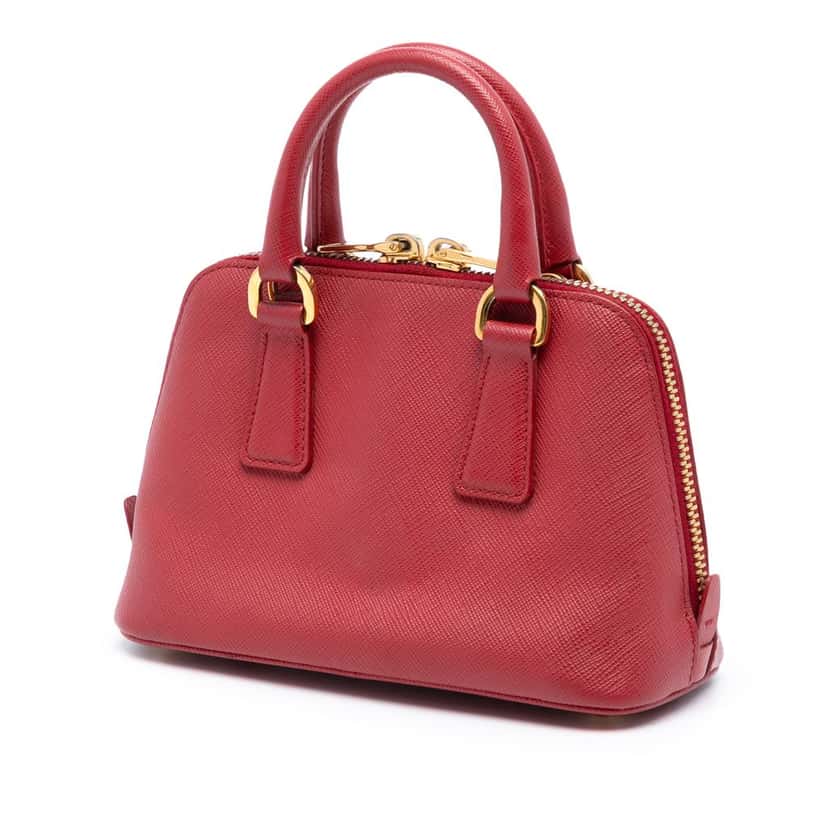 Prada Mini Saffiano Lux Promenade Satchel Red Leather Very good condition - Back View